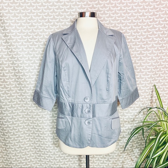 torrid Jackets & Blazers - Torrid Gray Pinstripe 3/4 Sleeve Jacket Blazer